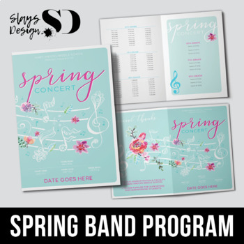 Preview of Spring (Colorful Flowers Music Notes) Music Concert Program