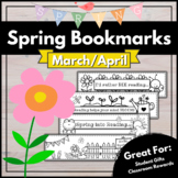 Spring Coloring Bookmarks - Student Gifts / Class Rewards 