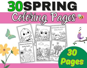 Preview of Before After Break Spring Coloring Pages | 30 Different Spring Coloring Sheets