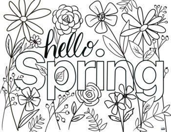 Hello Spring Coloring Book for Adults: Coloring Book Adults Beautiful  Spring Motifs Coloring Book Spring A4 80p. 