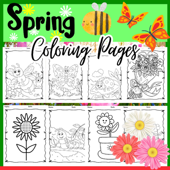 Preview of Spring Coloring Pages Activity, Fun Spring Holiday Brain Breaks Morning Day Work