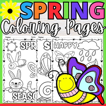 Preview of Spring Coloring Pages - Insect Bugs Animals Fun April Morning Work Worksheets