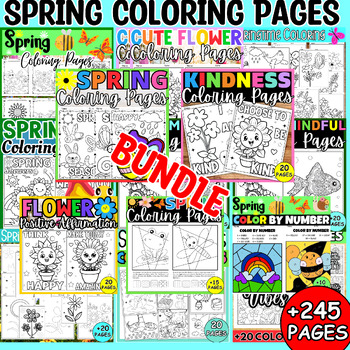 Preview of Spring Coloring Pages - April Fun Spring Activities Morning Worksheets Bundle