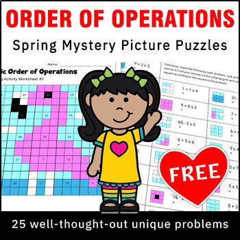 Preview of Spring Coloring Pages | Basic Order of Operations Color Worksheet - Free