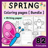 Spring Coloring Pages Bundle ( +writing paper ) For Presch