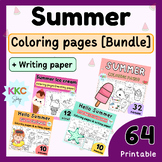 Summer Coloring Pages Bundle ( +writing paper ) / Large Si