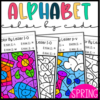 Preview of Spring Coloring Pages | Color by Code | Alphabet