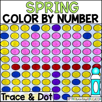 Spring Coloring Pages | Color by Number Dot Marker Worksheets