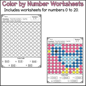 Spring Coloring Pages, Color by Number Dot Marker Worksheets