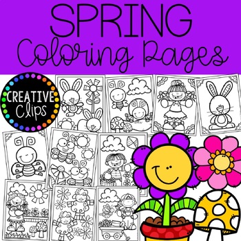 Preview of Spring Coloring Pages {Made by Creative Clips Clipart}