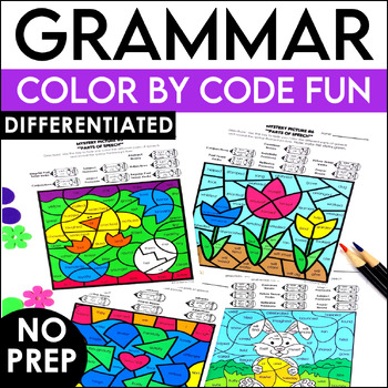 Preview of Spring Coloring Pages & Earth Day Parts of Speech Color By Code - Earth Day Fun