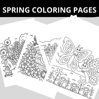 Preview of Spring Coloring Pages, Printable Spring Preschool Activity Bundle