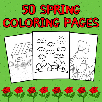 Preview of Spring Coloring Pages |Printable and Digital| 50 Pages of Scenes and Flowers.