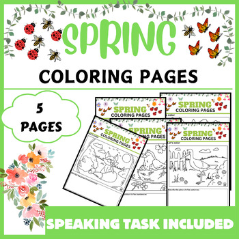Preview of Spring Coloring Pages - Spring Break Coloring Pages - No Prep Spring Fun