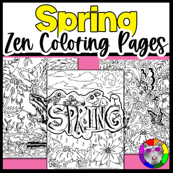 Preview of Spring Coloring Pages, Zen Doodle Coloring Sheets Activity