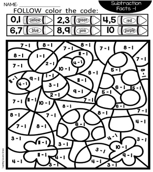 spring coloring pages with subtraction factsteaching