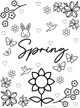 Spring Coloring Sheet by beeania creations | TPT