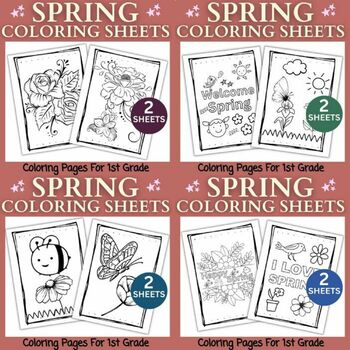 Preview of Spring Coloring Sheets BUNDLE For PreK-1st Grade | Spring Activites For Kids