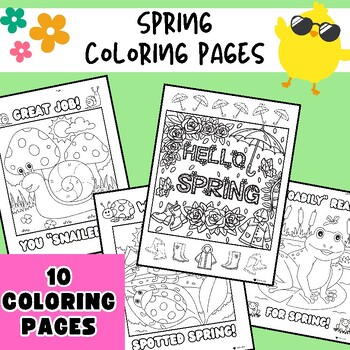 Preview of Spring Coloring Sheets| March/April Coloring Pages | Flowers & Insects Coloring