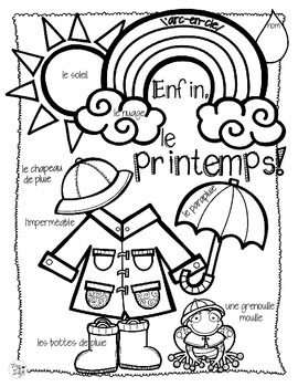 Spring Colouring and Vocabulary ~ Le printemps by Peg Swift French ...