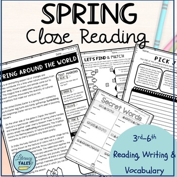 Preview of Spring Compare & Contrast Close Reading Passage, Writing, Vocabulary, Activities