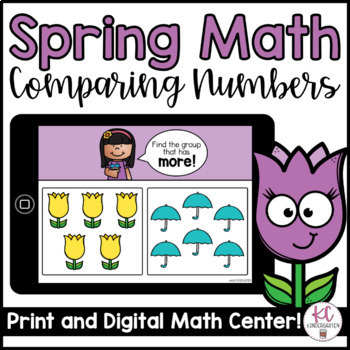 Preview of Spring Comparing Numbers Digital and Printable Math Center