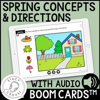 Preview of Spring Speech Therapy Activities Basic Concepts Following Directions Boom Cards™