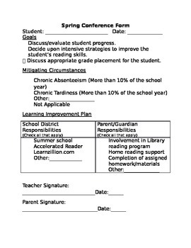 Preview of Spring Conference Outline, SBAC Form, Third Grade