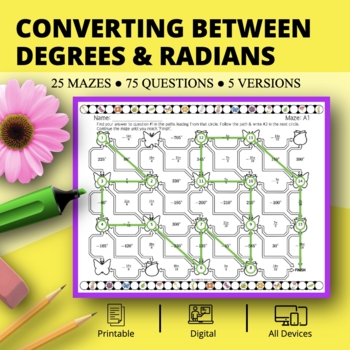 Preview of Spring: Converting Between Degrees and Radians Maze Activity