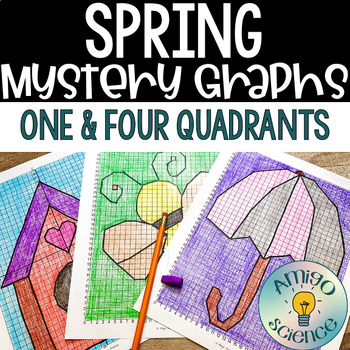 Preview of Spring Coordinate Graph Mystery Pictures - Spring Activities Worksheets