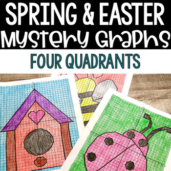 Preview of Spring Coordinate Graph Mystery Pictures - Spring Activities Worksheets