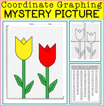 Preview of Spring Coordinate Graphing Mystery Picture - Spring Math Activities