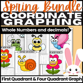 Preview of Spring Coordinate Graphing Mystery Pictures BUNDLE, 1st & 4 Quadrant Graphs