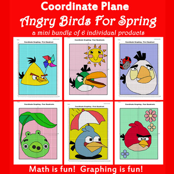 Preview of Spring Coordinate Plane Graphing Picture: Angry Birds For Spring Bundle 6 in 1