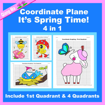 Preview of Spring Coordinate Plane Graphing Picture: It's Spring Time! 4 in 1