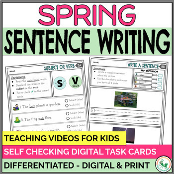 Preview of Spring Correcting Sentences Worksheets Complete First Day of Spring Activities