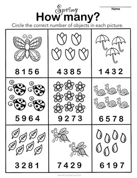 Spring- “Count how many..” worksheet by KT Creates by Katie Bennett