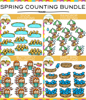 Preview of Spring Math Counting Clip Art Bundle