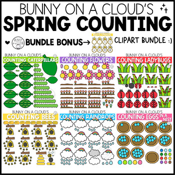 Preview of Spring Counting Clipart Bundle by Bunny On A Cloud