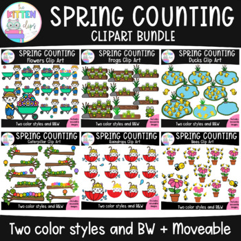 Preview of Spring Counting Clipart Bundle | Includes moveable clipart