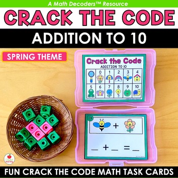 Preview of Spring Crack the Code Math Task Cards Addition within 10 Practice Math Decoders™