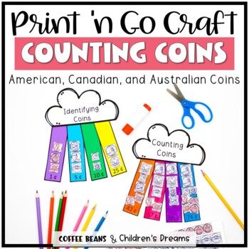 Preview of Spring Craft | Rainbow Money Activity | Counting Coins Worksheet Alternative