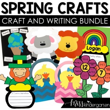 Preview of Spring Crafts Kindergarten Bundle Math Crafts and Writing Craftivity