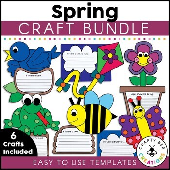 Preview of Spring Crafts Kite Bee Butterfly June Bulletin Board Writing Prompt Activities