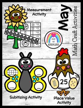 Preview of Spring Crafts: Sunflower, Butterfly, Chicken (Hen) Numbers, Measure, Place Value