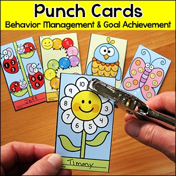 Preview of Spring Activities Behavior Punch Cards: Butterfly, Caterpillar, Ladybug, Flower