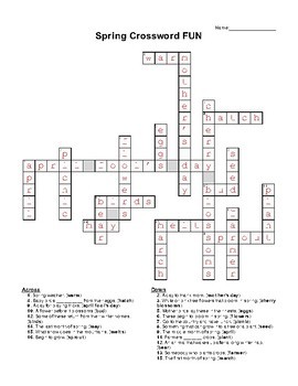 Spring Crossword Puzzle by Creations by LAckert TpT