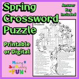 Spring Crossword Puzzle Printable on Coloring Page Digital