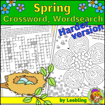 Preview of Spring Crossword, Spring Word Search and Other Spring Puzzles – Harder Version