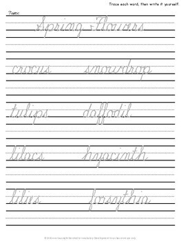 Spring Cursive Practice by Ann Fausnight | Teachers Pay Teachers